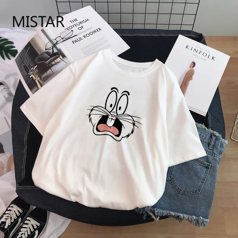 

Summer casual Women T-shirts Ulzzang kawaii cartoon print Tshirt Korean Style Tops Harajuku short sleeve bugs bunny t shirt