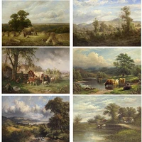rural natural scenery photography backdrop photo studio oil painting old master portrait background farm cattle sheep photocall