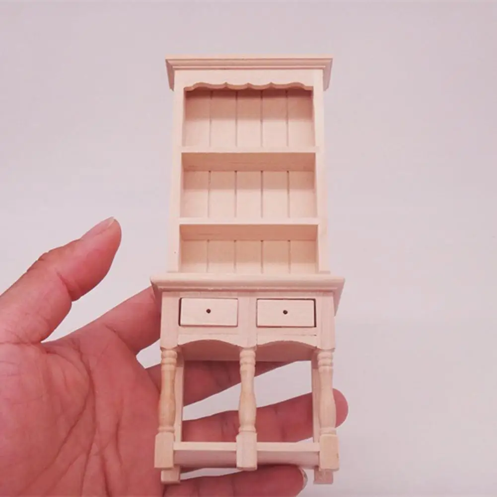

1/12 Wooden Dollhouse Miniature Unpainted Cupboard Cabinet Model Room Decor Doll House Furniture Dollhouse Toy for Birthday Gift
