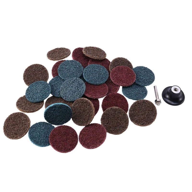 

2 Inch Quick Change Sanding Disc Roll Lock Surface Polishing Pad 30Pcs R Type with Mandrel for Drill 50mm
