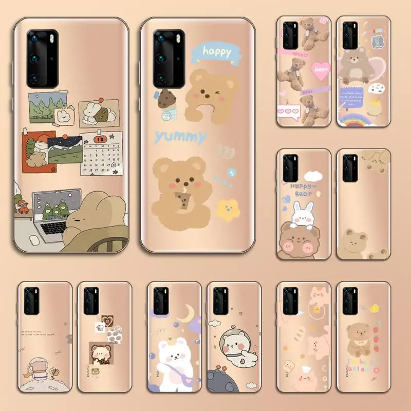 

Bear cute cartoon funny Phone Case Transparent for Huawei nove e 6 5 4 3 2 s i se pro lite