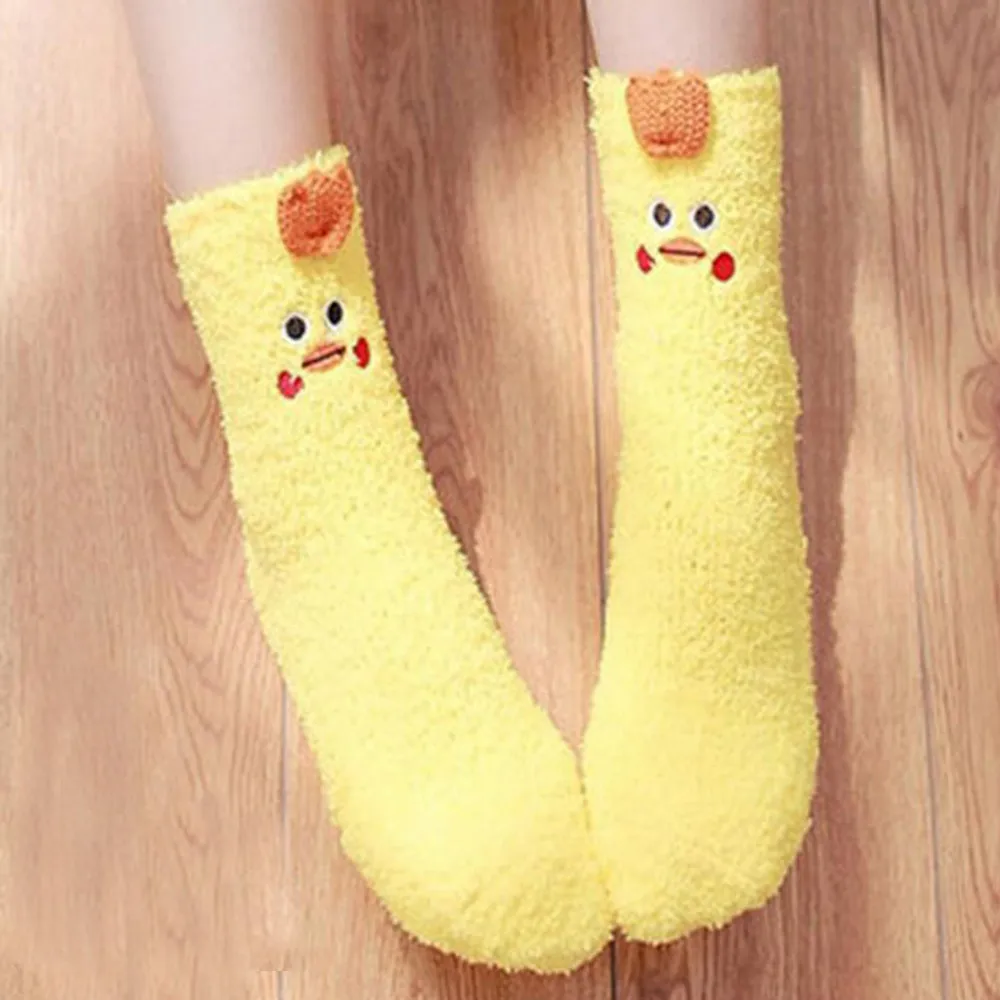 Рождественские женские носки sokken забавные курицы из мультика толстые теплые