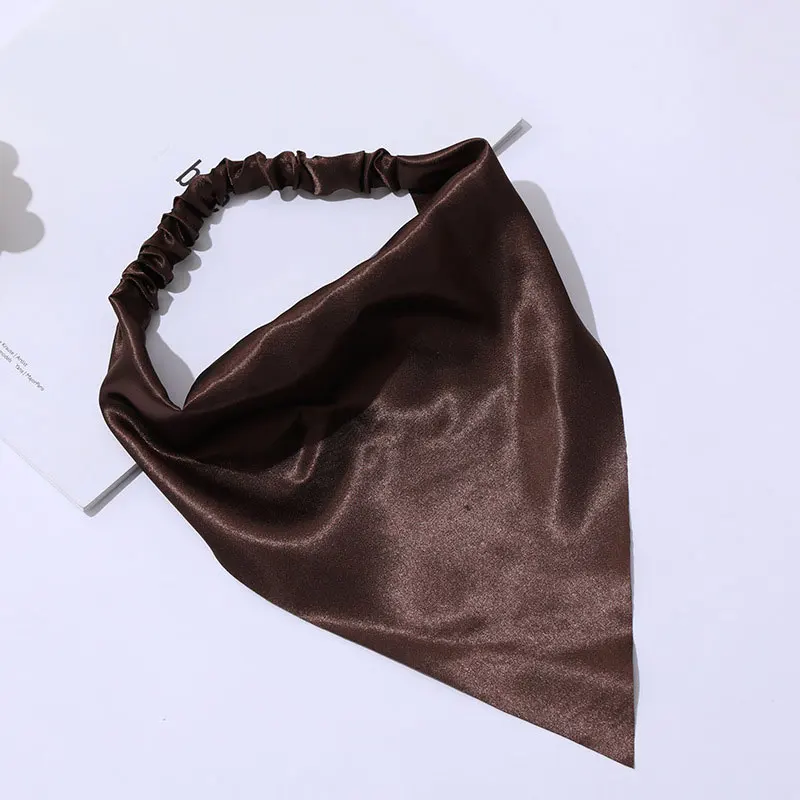 Корейский винтажный шарф для волос с треугольным узором блестящий шелковистый