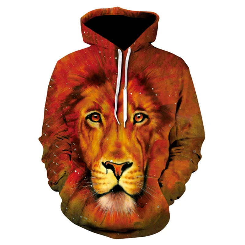 

Casual New Sweatshirt Men's Lion Print Hoodie Spring and Autumn Casual Streetwear Thin Hoodie Hip Hop Pullover Sweatshirt Long S
