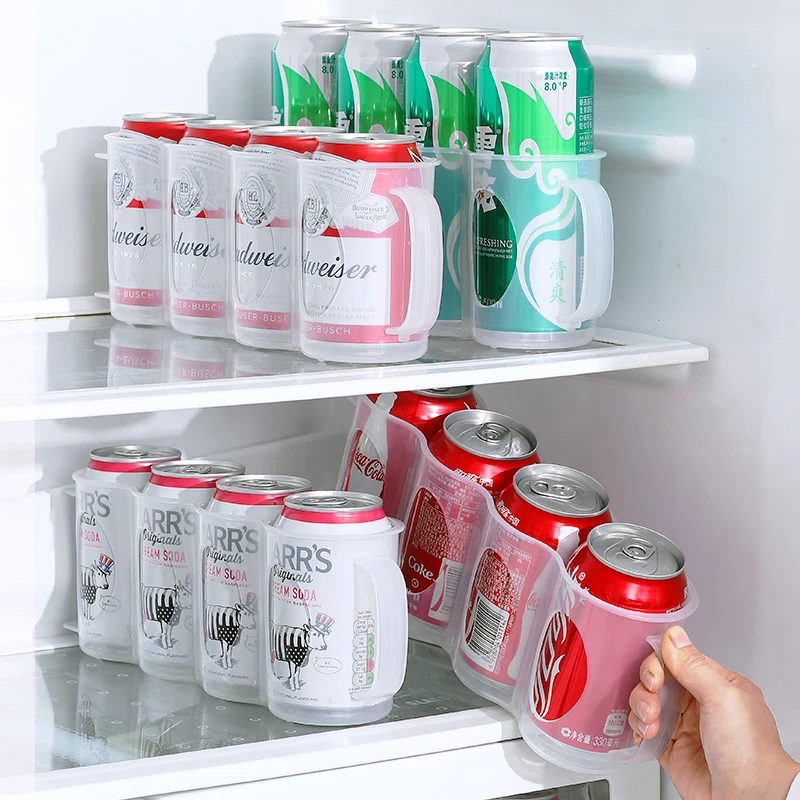 4-hole Refrigerator Storage Box Beer Beverage Kitchen Accessories Cola Organizer Household Save Space Stackable | Дом и сад