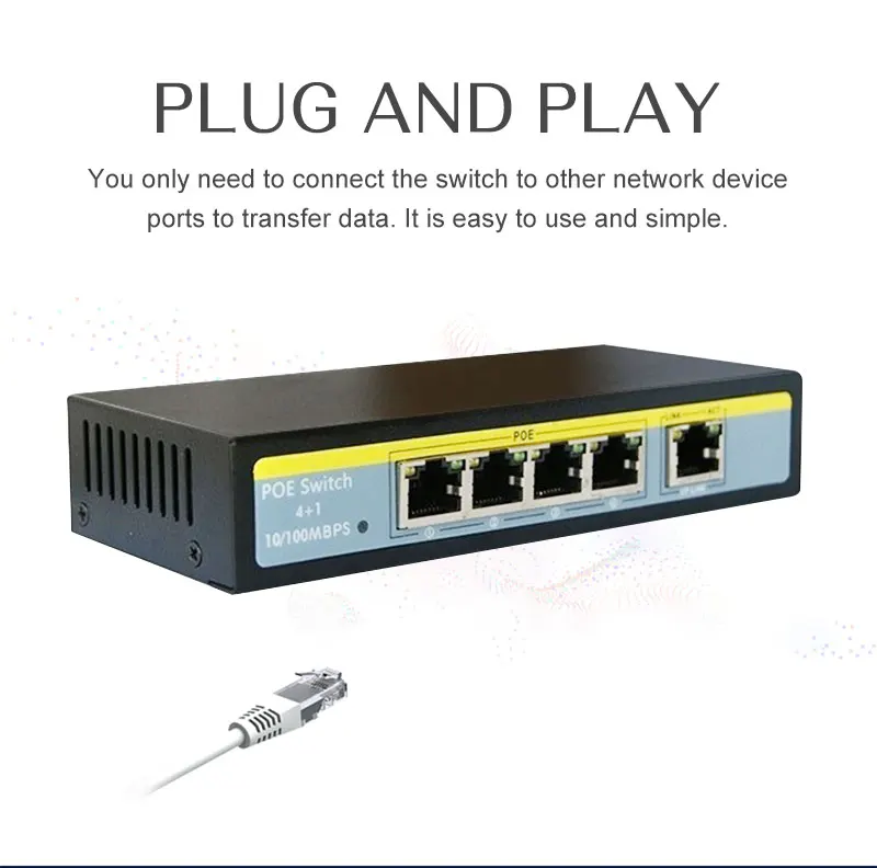 MoGood 5 Порты и разъёмы коммутатор PoE 802.3af/802.3at для 8CH NVR системы охранного видеонаблюдения(CCTV IP/PoE камер безопасности, 250 м расстояние передачи