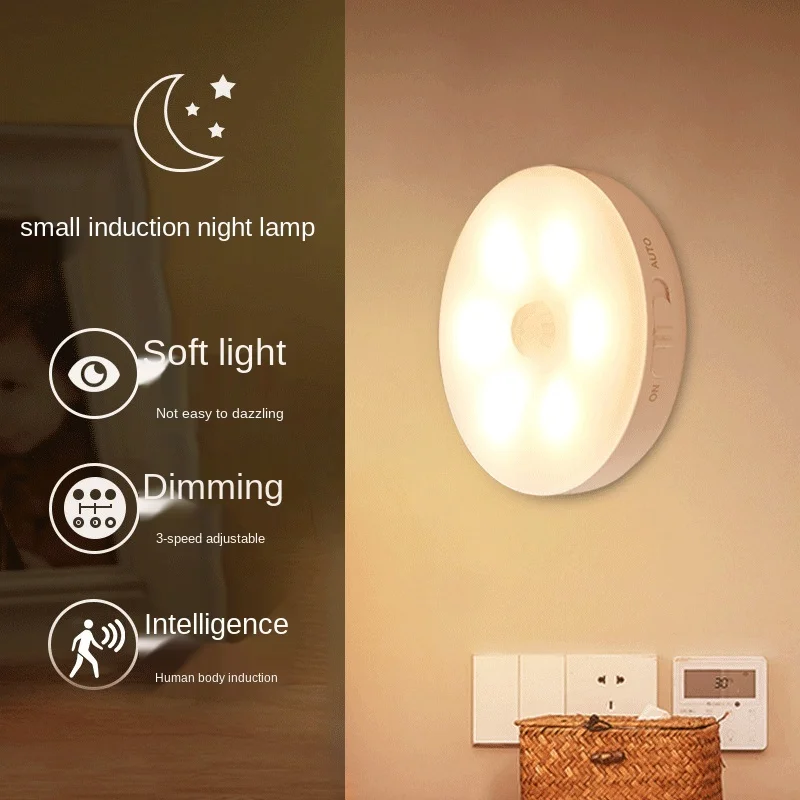 

Intelligent Induction Small Night Light Bed Head Human Induction Small Night Light Led Light Control Light Sensing Small Night