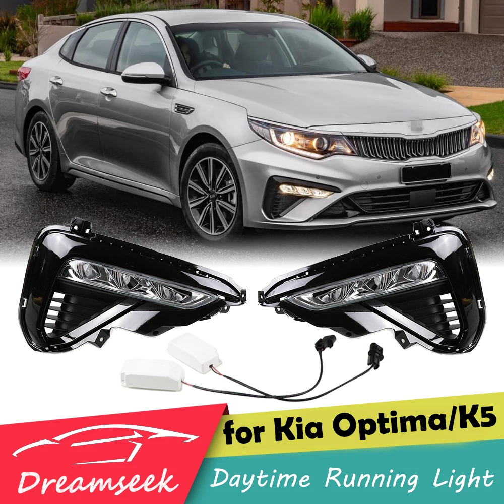

LED DRL Day Light for Kia Optima K5 2019+ Daytime Running Light Fog Lamp Bezel with Turn Signal