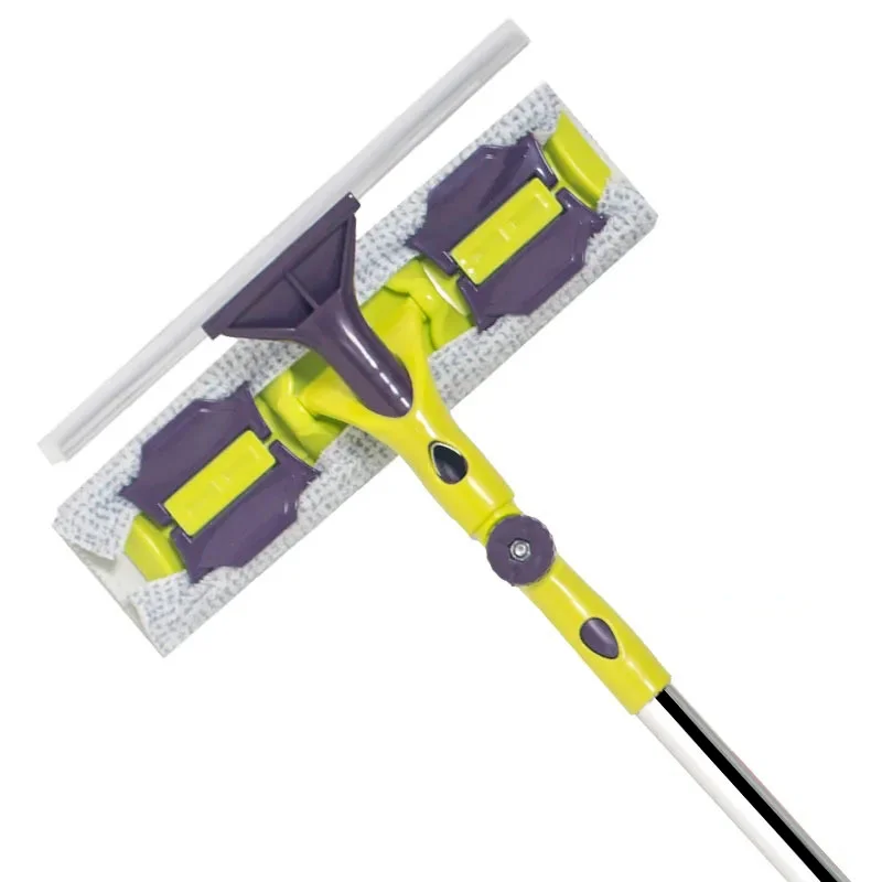 

Glass Cleaning Tool Double-sided Telescopic Rod Window Cleaner Squeegee Wiper Long Handle Rotating Head Brush Silicone Scrubbe