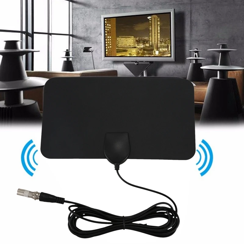 Плоский HD цифровой Крытый зум ТВ антенна 50 миль диапазон лиса VHF UHF DVB | Электроника