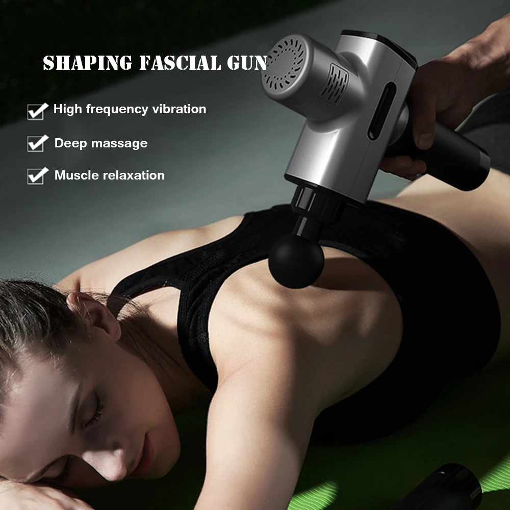 

Muscle Massage Gun Sport Therapy Massager Body Relaxation Pain Relief Slimming Shaping Massager 4 Heads Tissue Muscle Massager