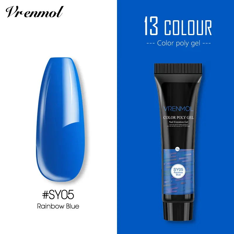 15ml SY05 Vrenmol Poly гель Semic Перманентный не чистый лак верхнее Базовое покрытие гель лак верхнее покрытие Базовое покрытие основа прозрачный гель лак - Цвет: 15ml SY05