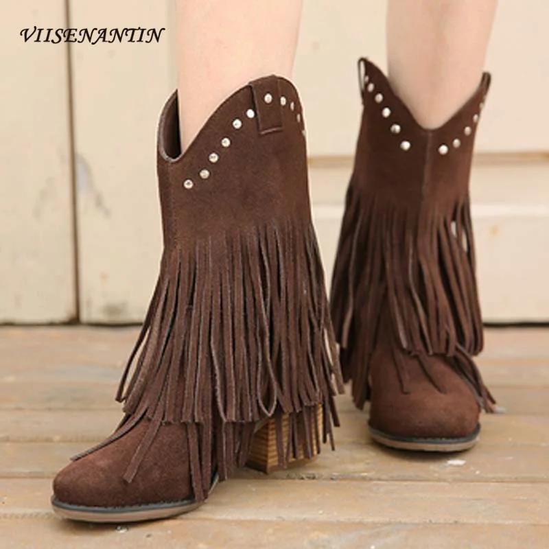 

Уличные невысокие ботинки из матовой кожи на толстом каблуке, на высоком каблуке, повседневные Модные женские ботинки средней длины с кругл...