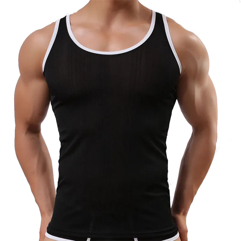 Мужские сетчатые майки и боксеры мужской однотонный жилет из 100% хлопка с нижним