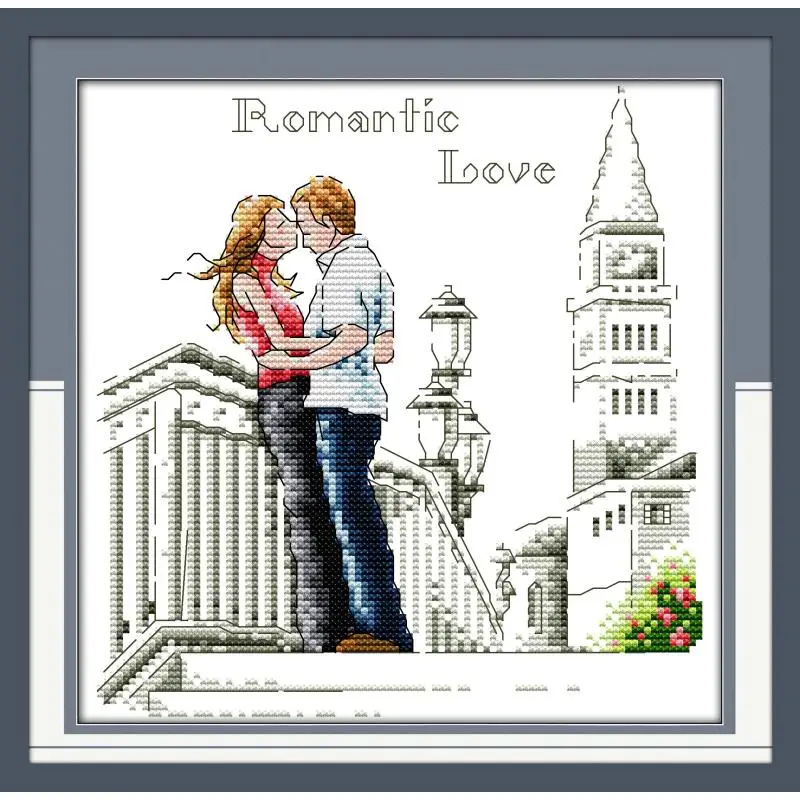 Joy Sunday Набор для вышивки крестиком Поцелуй в башне хлопковая нить мультяшная