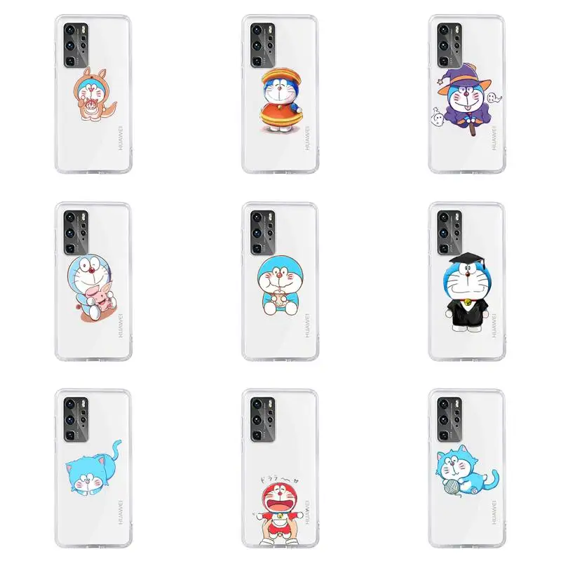 

doraemon Phone Case For Huawei P40 P30 P20 Mate Honor 10i 30 20 i 10 40 8x 9x Pro Lite Transparent Cover