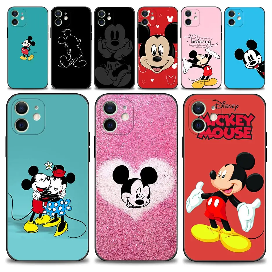 

Case For Apple iPhone 13 12 11 Pro Max 13 12 Mini Cover Silicone Funda Soft Shell Capa Disney Lovely Minnie & Mickey Mouse