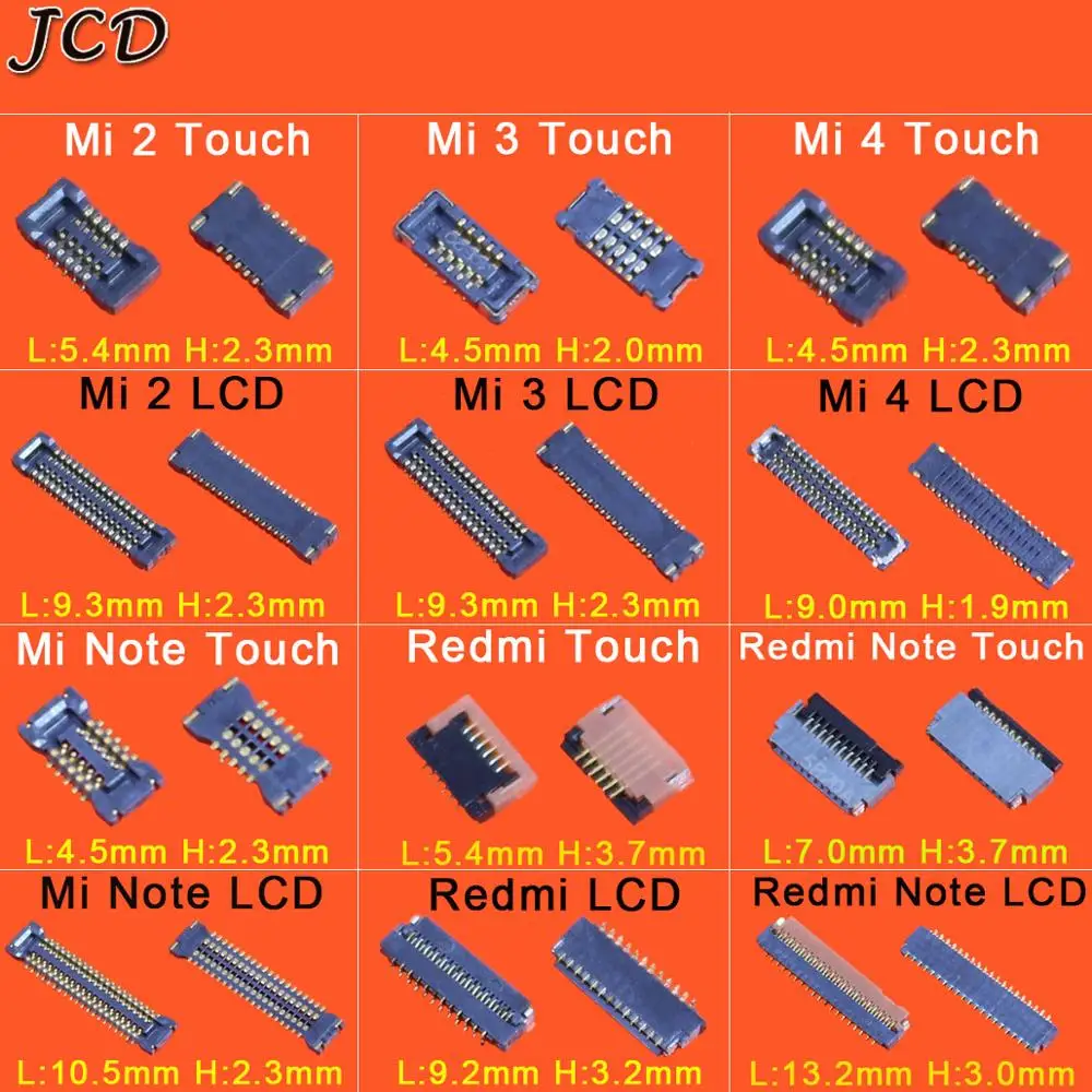 

JCD Touch LCD Display Screen FPC Connector for Xiaomi Mi2 Mi3 Mi4 Mi Note Redmi RedmiNote Logic on motherboard mainboard