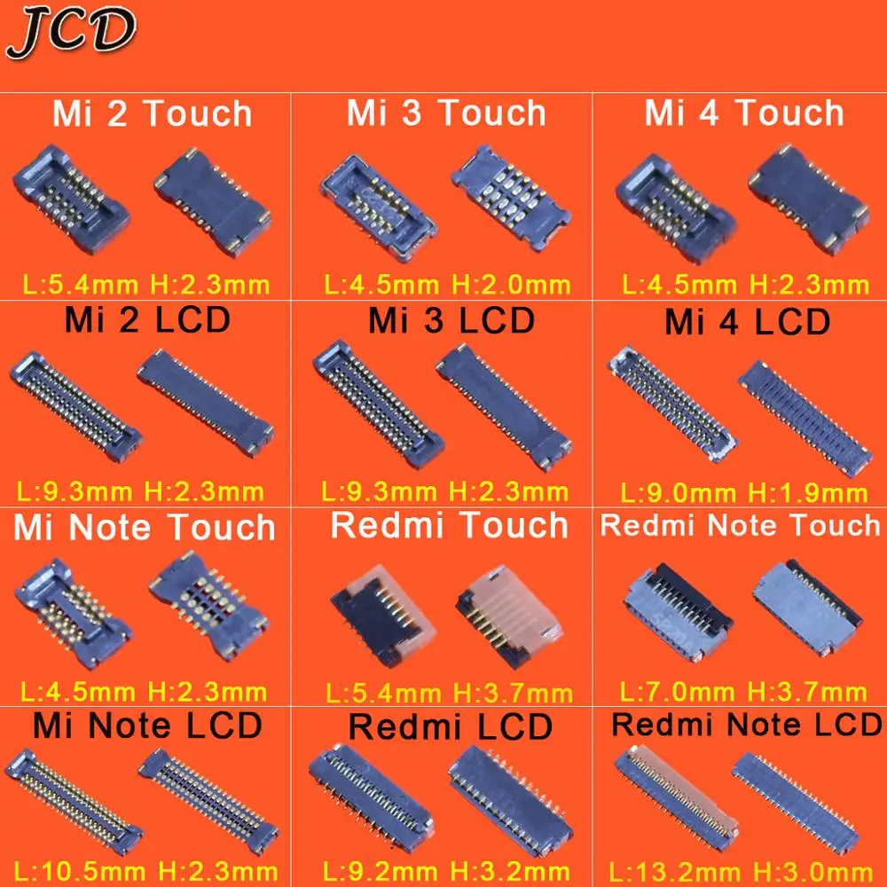 JCD сенсорный ЖК экран FPC разъем для Xiaomi Mi2 Mi3 Mi4 Mi Note Redmi RedmiNote Logic на материнской