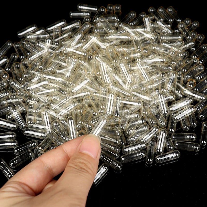 100Pcs Sizes 1#0#00# Transparent Empty Pill Empty Hard Gelatin Capsule Medicine Capsule