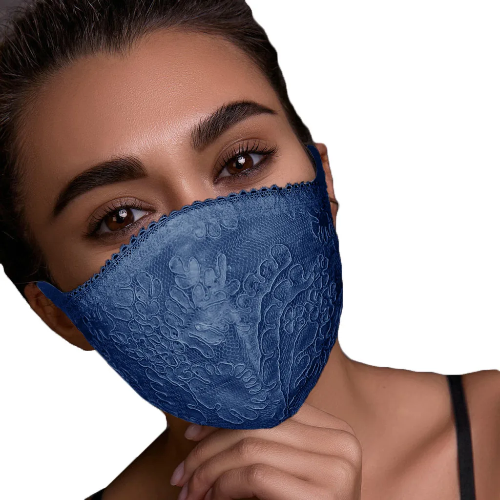 

7 Colors Adult Fashion Exquisite Lace Flowers Washable Reusable Mask Breathable Face Mask Respirator Mascarilla Reutilizable