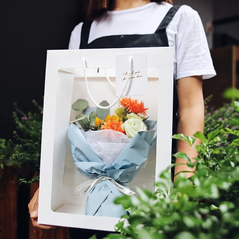 2020 Tote подарочный бумажный мешок с ПВХ прозрачным окном креативный День рождения