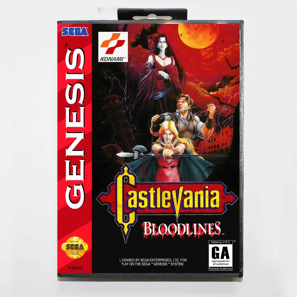 16-битная игровая карта Castlevania нового поколения MD с розничной коробкой для Sega Mega