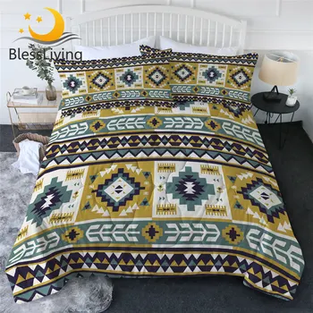 BlessLiving Aztec Summer Quilt Ethnic Duvet Oriental Geometric Bed Cover Retro Adults Thin Quilt With Pillowcase colcha de cama 1
