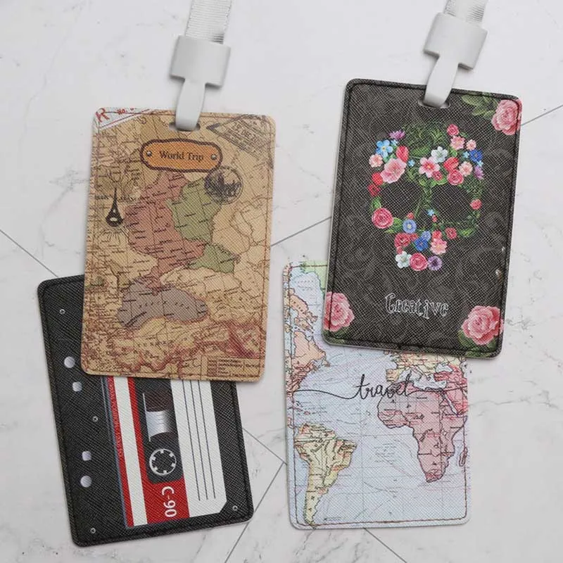 

Fashion World Map Credit Card Holders PU Bank Card Neck Strap Card Bus ID holder candy colndy colors Identity badge with lanyard