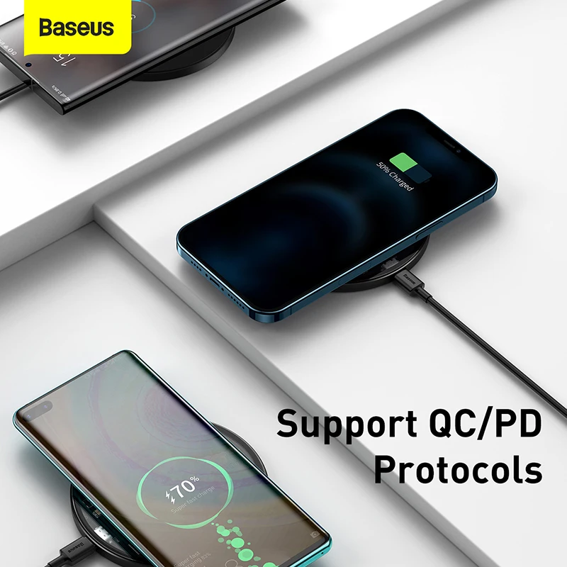 Baseus 15W Qi Wireless Charger Induction Fast Wireless Charging Pad For iPhone 13 12 Pro Max Xs Phone Charger For Samsung Xiaomi