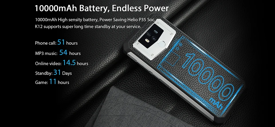 Смартфон OUKITEL K12 6GB 64GB 6,3 ''Водонепроницаемая капля 1080*2340 Быстрая зарядка Android 9,0 Face ID 5 V/6A OTG10000mAh NFC мобильный телефон