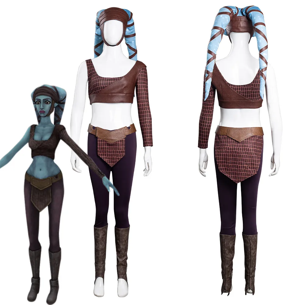 

Aayla Secura Cosplay Costume Star Aayla Secura Uniform Top Pants Full Suit