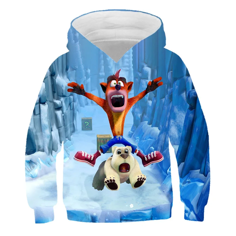 

New Girls' Clothes Boys' Hoodie Tops 3DPrinting Ccrash Bandicoot Children's Clothing Long Sleeve Casual Sweatshirt 4/14 Years