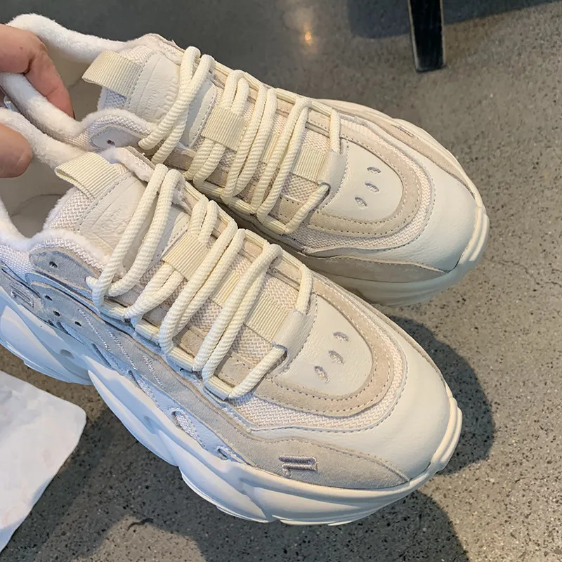 

Prova Perfetto Plush In Sneakers Woman Chunky Thick Bottom Cross-tied Fashion Comfortable round toe Flat Platform Woman Shoes