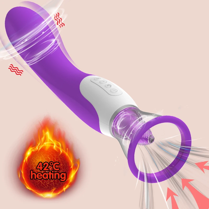 Licking Clit G-sport Orgasm Erotic Vibrator 10 Speed Heating Dildo Vibrator Nipple Sucker Clitoris Stimulator Dildos For Women