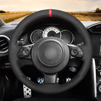diy hand stitched customization anti slip wear resistant steering wheel cover for subaru brz 2016 2020 car interior decoration