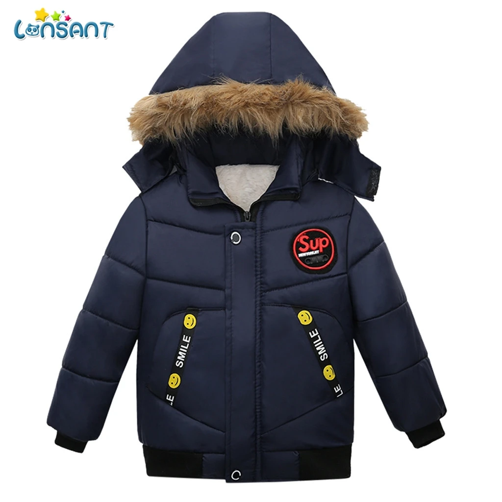 Детская куртка для мальчиков LONSANT теплая зимняя с капюшоном верхняя одежда N30