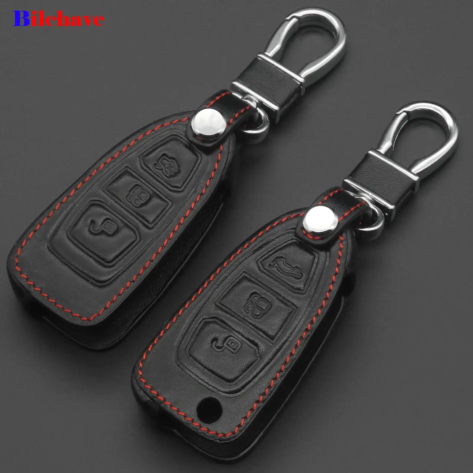 Кожаный чехол-брелок jingyuqin с 3 кнопками для Ford Mondeo Mk4 Focus 2 4 St Kuga Fiesta Fusion Ecosport 2012 2013 2014
