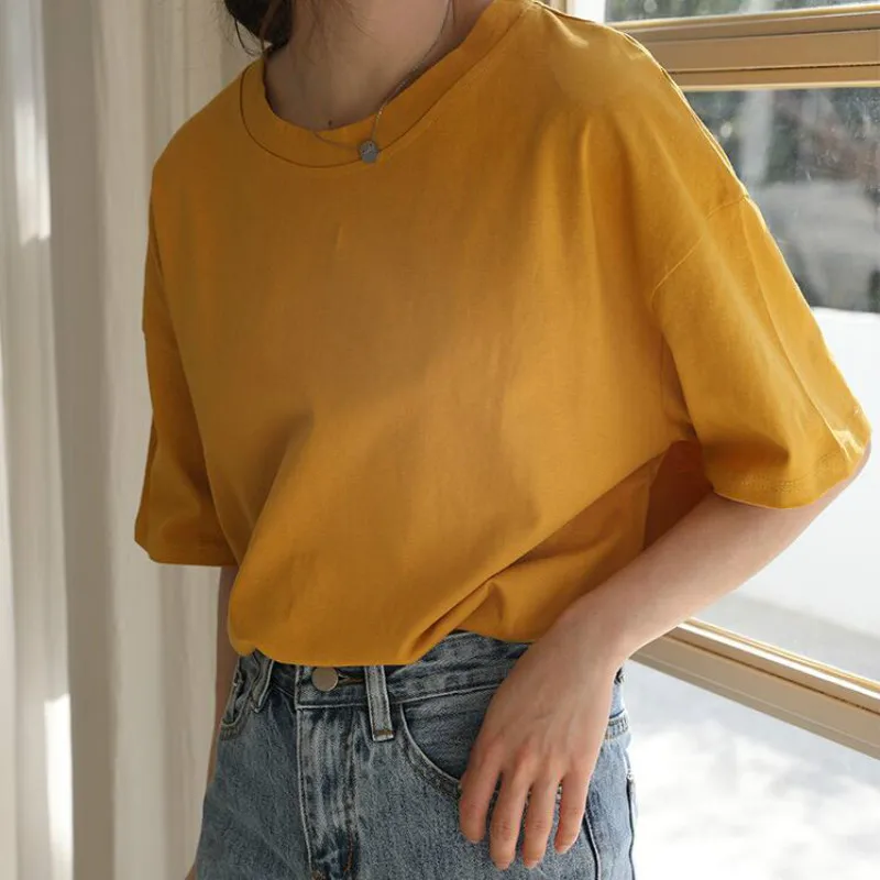 10 Цвет s серия новых ярких Женская Базовая летняя футболка на каждый день с