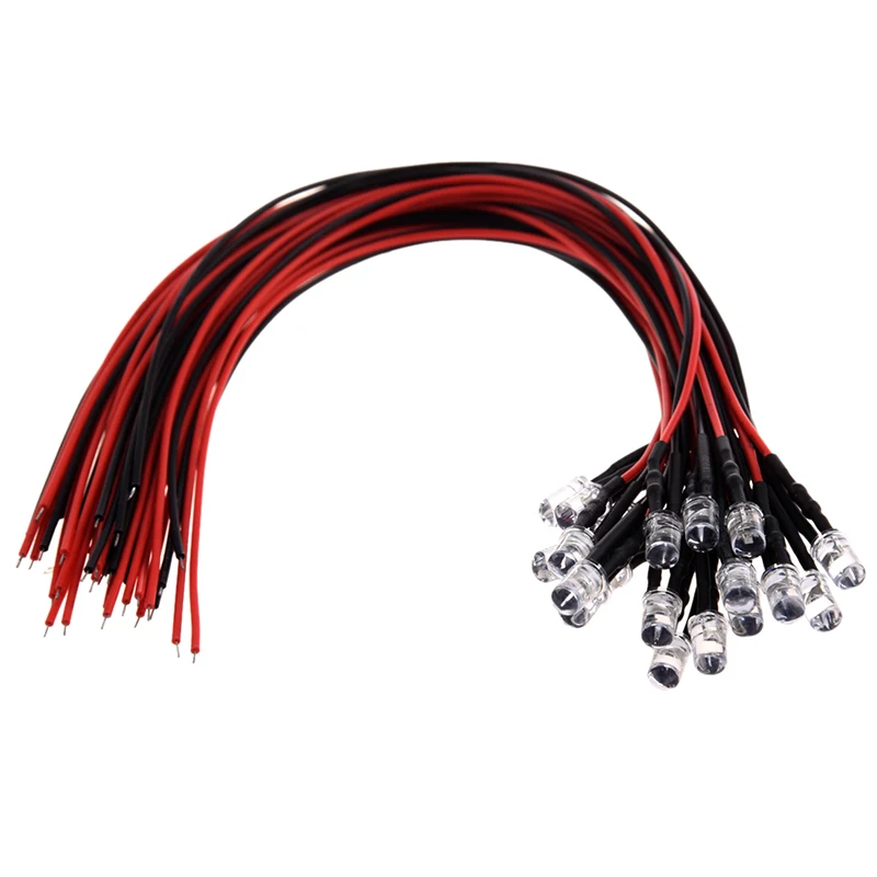 

20 X 5Mm Blue LED Lamp Light Set Pre Wired 12V DC 25Cm