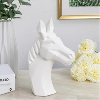 living room tv bench geometry abstraction ceramic whiteware horse head statue creative simulation animal decoration x2069