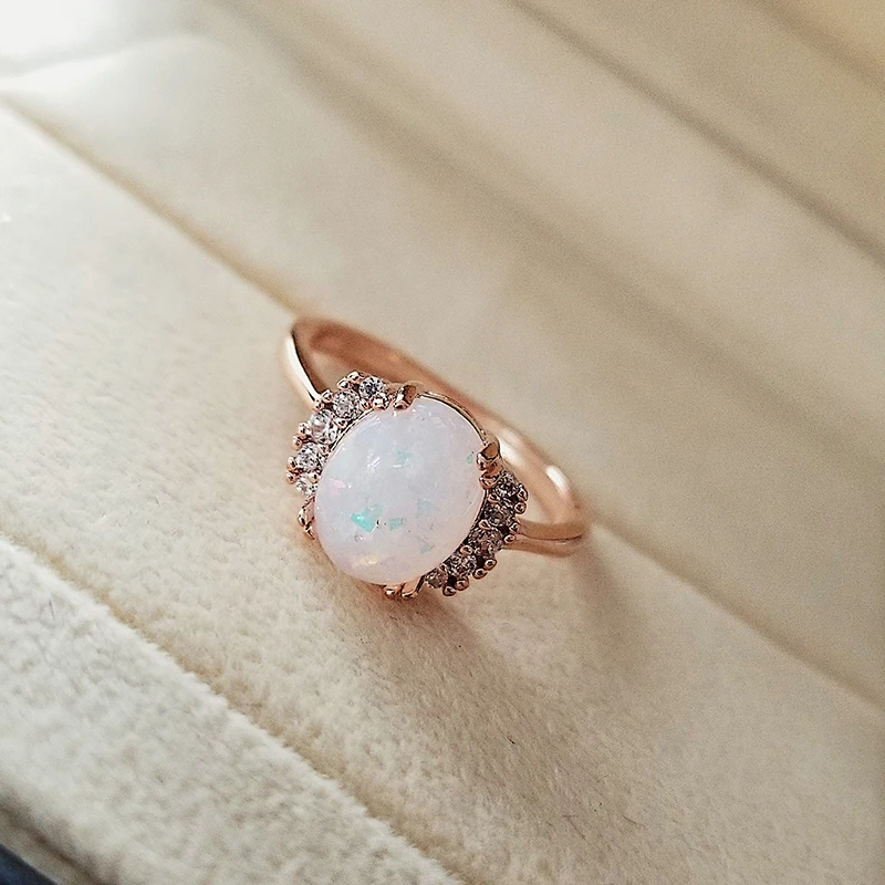 Новинка 2021 винтажное обручальное кольцо с овальным покрытием белого розового