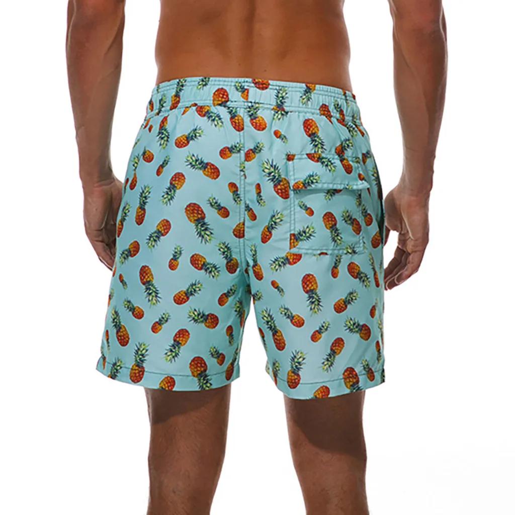 Быстросохнущие мужские шорты для плавания с принтом ананасов и карманами