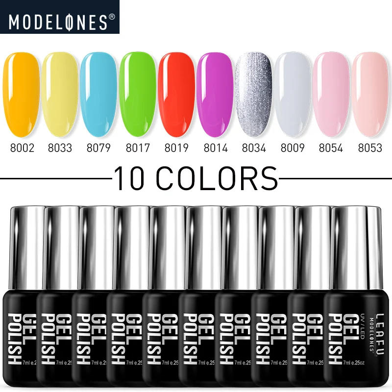 Modelones 10 шт./лот цветной светодиодный Гель лак для ногтей долговечный УФ