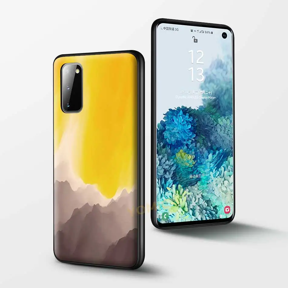 

Ins Style Simple Painting For Samsung Galaxy S20 FE S21 S10 Black Case For Galaxy Note 20 Ultra 10 Lite S9 Plus S10e TPU Cover