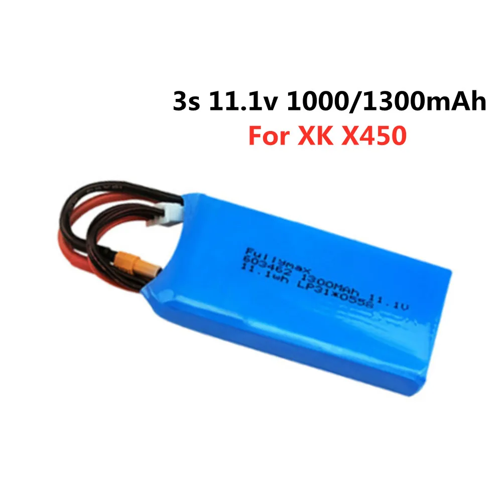 3S 11,1 v 1000mAh 1300mAh Lipo батарея для XK X450 FPV RC дрона запасные части 11,1 v перезаряжаемая батарея XT30 для WLtoys X450