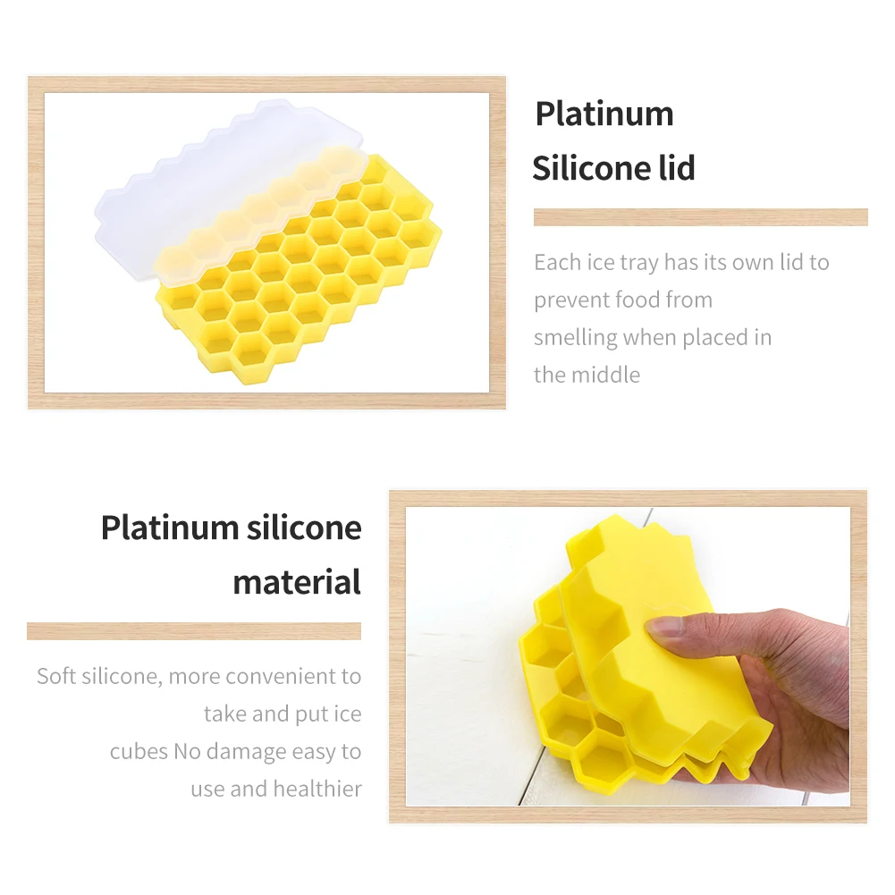 BPA Free Honeycomb Ice Cube Trays Reusable Silicone cube Mold Maker with Removable Lids Kitchen Tools Gadgets | Дом и сад
