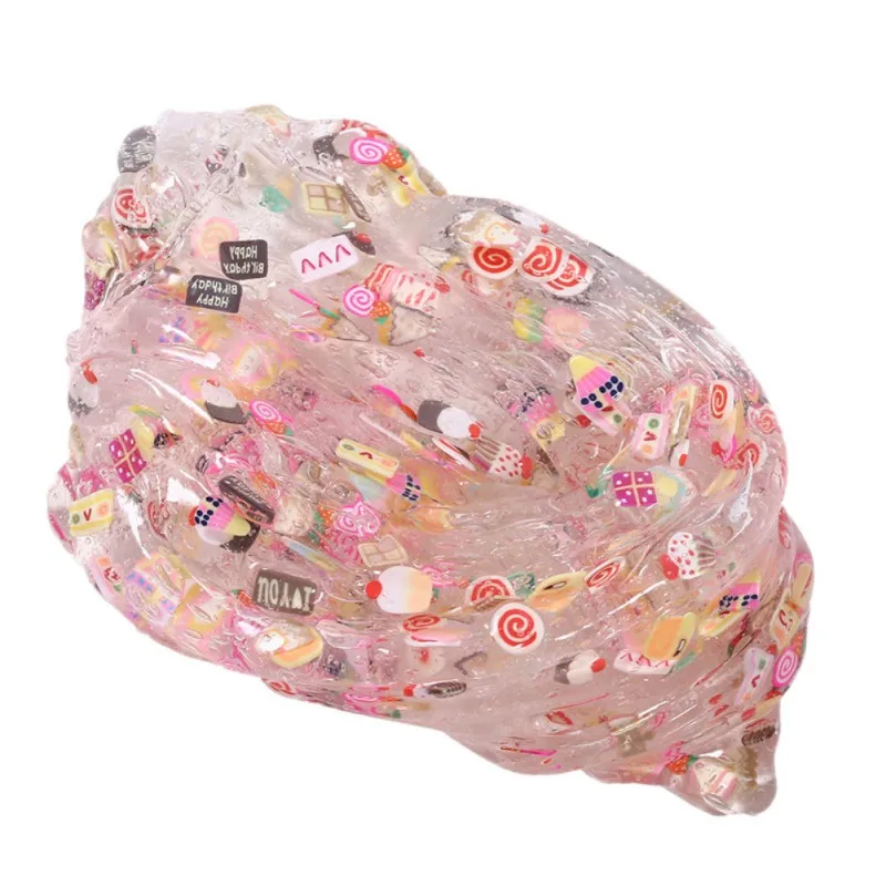 Красочная игрушка сделай сам прозрачный пушистый слайм фрукты животные узорные