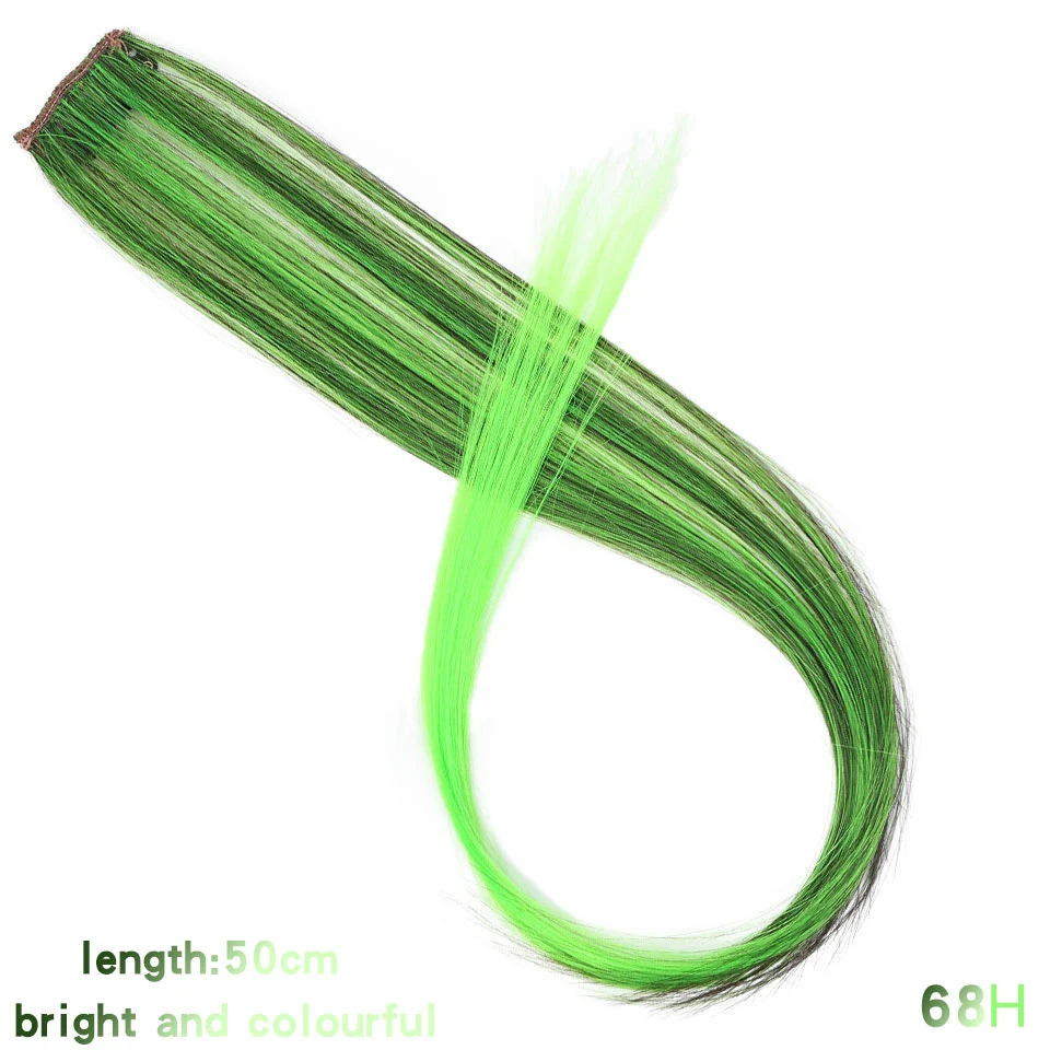 HOUYAN, 37 цветов, 50 см, один зажим, один кусок, накладные волосы, омбре, синтетические волосы, шиньоны для женщин, девушек, волосы с зажимами - Цвет: 68H