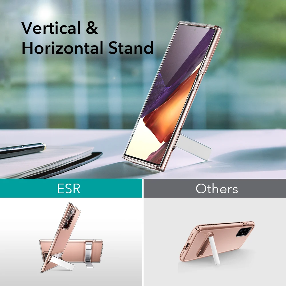 ESR for Samsung S22 Ultra Case S21 Note 20 10 Plus Ultra Case Metal Stand Kickstand TPU Clear Cover for Galaxy S20 Ultra A52